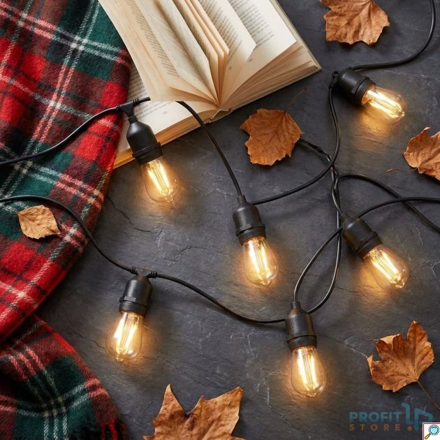 Γιρλάντα με 10 Λάμπες LED - Ατμοσφαιρικός Φωτισμός 220V IP65