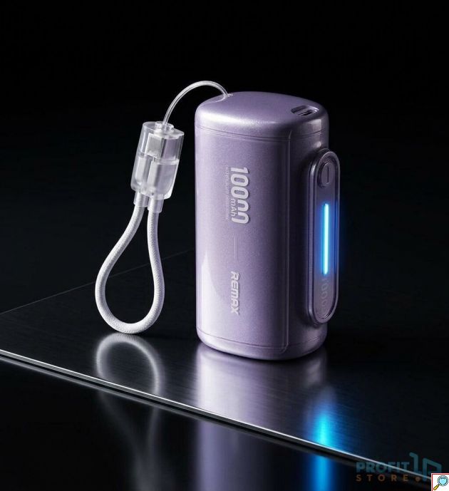 Power Bank 10000mAh 22.5W - Γρήγορη Φόρτιση PD με Ενσωματωμένο Καλώδιο USB-C & Οθόνη LED, Compact Σχεδιασμός για Ταξίδια