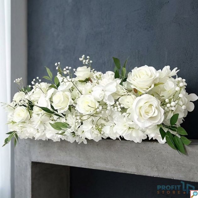 Τεχνητή Σύνθεση Λουλουδιών 100x30cm – Floral Διακόσμηση Γάμου & Εκδηλώσεων - Πλούσια Γιρλάντα για Τραπέζι, Τοίχο, Εσωτερικούς Χώρους