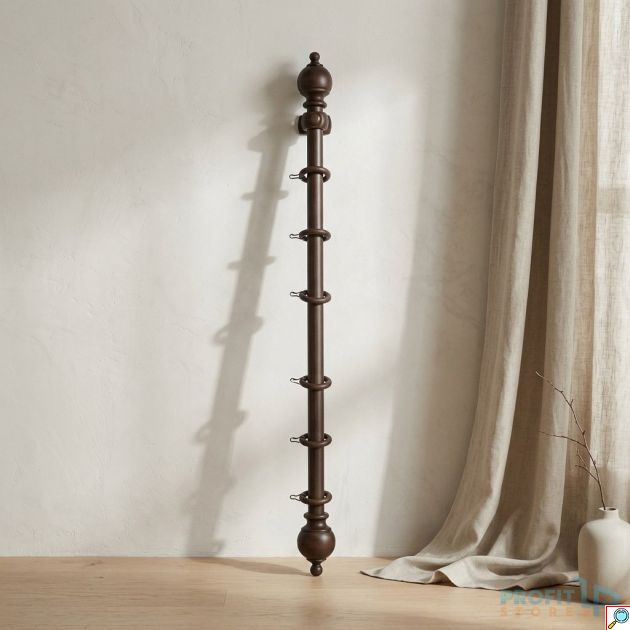 Ξύλινο Μονό Κουρτινόξυλο 180cm - Κομψή Καφέ Απόχρωση