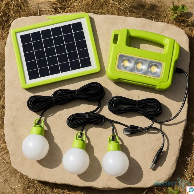 Ηλιακό Σύστημα Φωτισμού GD-8989S - 3 LED λάμπες & φορητό ηλιακό πάνελ για κάμπινγκ και διακοπές ρεύματος