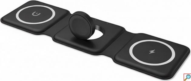Ασύρματη Βάση Φόρτισης 3 σε 1 Magnetic Wireless Charger - Ταυτόχρονη Φόρτιση για Smartphone, Watch & Ακουστικά, Αναδιπλούμενη, σε Μαύρη Απόχρωση