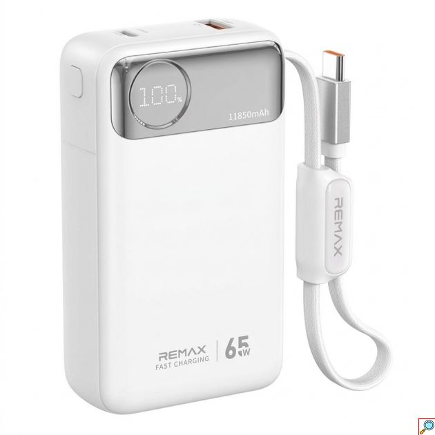 Power Bank 11850mAh 65W PD - Ταχεία Φόρτιση με Ενσωματωμένο Καλώδιο USB-C & Οθόνη LED για Laptops, Tablets & Smartphones