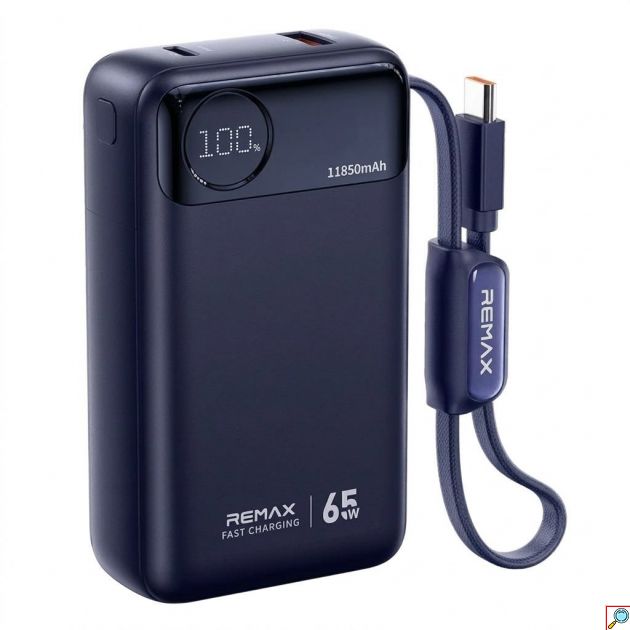 Power Bank 11850mAh 65W PD - Ταχεία Φόρτιση με Ενσωματωμένο Καλώδιο USB-C & Οθόνη LED για Laptops, Tablets & Smartphones