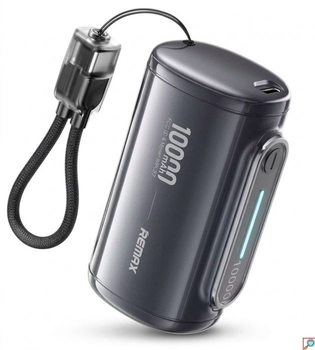 Power Bank 10000mAh 22.5W - Γρήγορη Φόρτιση PD με Ενσωματωμένο Καλώδιο USB-C & Οθόνη LED, Compact Σχεδιασμός για Ταξίδια