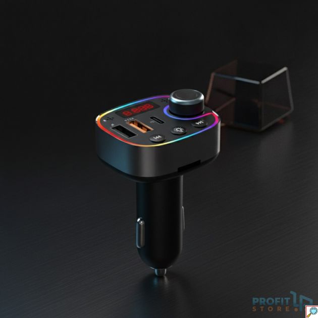 FM Transmitter RGB - Bluetooth 5.0 & Φόρτιση 5V/2.1A, RGB LED, FM 87.5-108MHz, hands-free