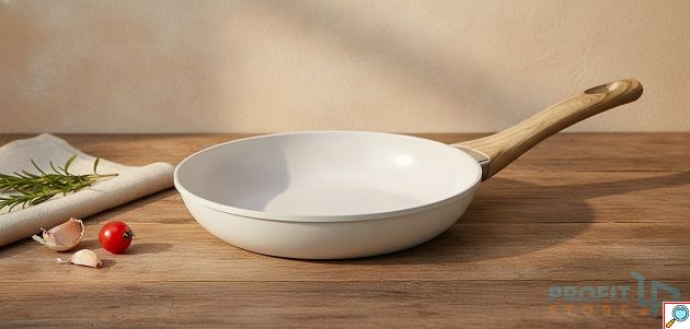 Τηγάνι Αλουμινίου 22cm - Για μικρά Καθημερινά Γεύματα, Με Λαβή Όψης Ξύλου