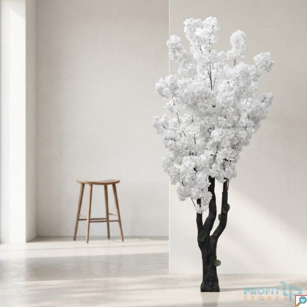 Τεχνητό Δέντρο Κερασιά 210cm Λευκό – Εντυπωσιακή Διακόσμηση Εσωτερικών & Εξωτερικών Χώρων - Ρεαλιστικό Ανθισμένο Δέντρο, Μόνιμο, Χωρίς Συντήρηση