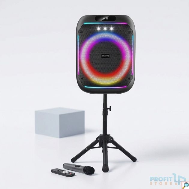 Ηχείο Karaoke - 60W Bluetooth Partybox με πολύχρωμο φωτισμό, 8″, βάση & ασύρματο μικρόφωνο