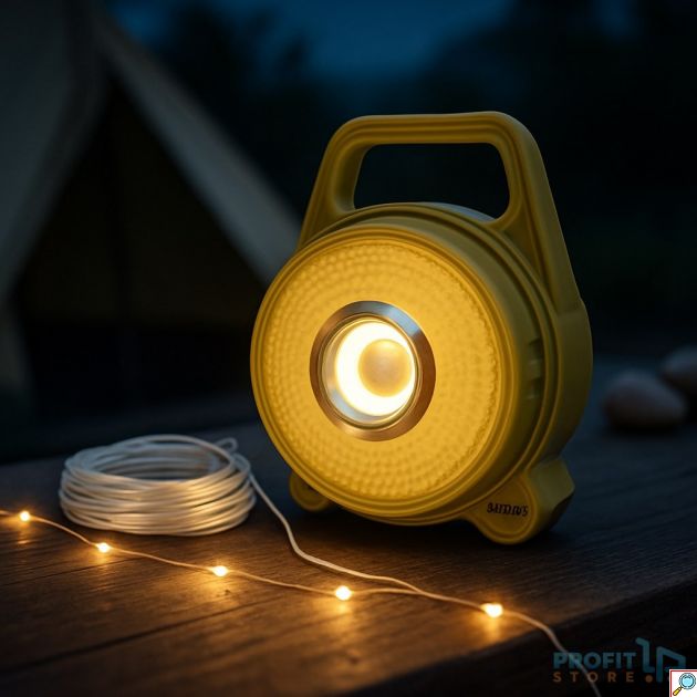 Ηλιακό Φωτιστικό Camping - Πολυλειτουργικό, Φορτίζει Ηλιακά - String Light, Φορητό με Λαβή, Ιδανικό για Σκηνές & Αυλές