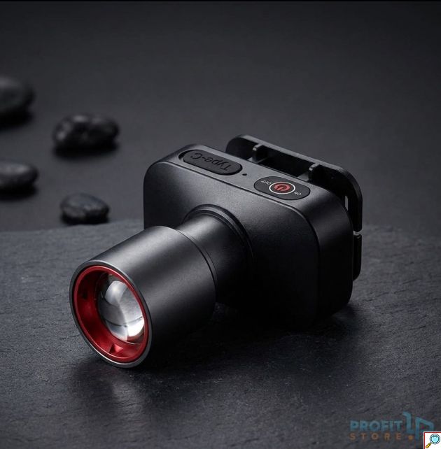 Φακός Κεφαλής - Επαναφορτιζόμενος LED USB-C με Zoom & 3 Λειτουργίες