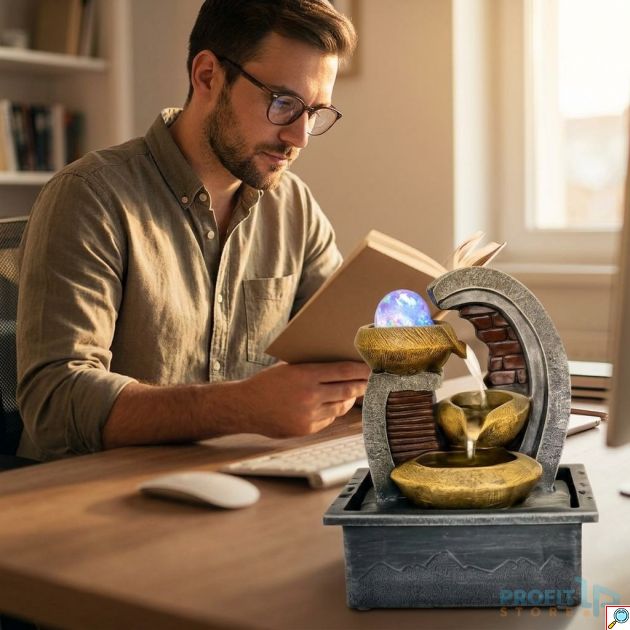 Διακοσμητικό Συντριβάνι - Με LED Φωτισμό & Κρυστάλλινη Σφαίρα
