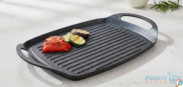Αντικολλητική Πλάκα Ψησίματος 36x22.5cm - Αλουμινίου Με Λαβές, Ορθογώνια Επιφάνεια Για Ποικιλία Τροφίμων