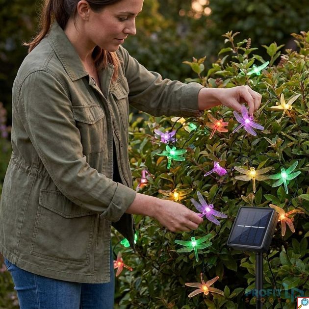 Ηλιακά Φωτάκια - 5m RGB λιβελούλες, 20 LED, Ηλιακό Πάνελ & IP44