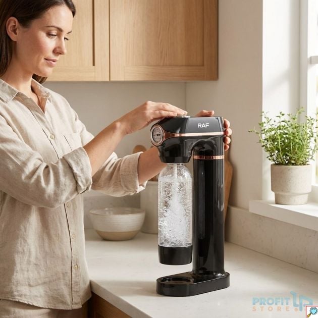 Soda Maker - Παρασκευή ανθρακούχου νερού 1L με One Click Boost - Μαύρο, 100% BPA Free, PET