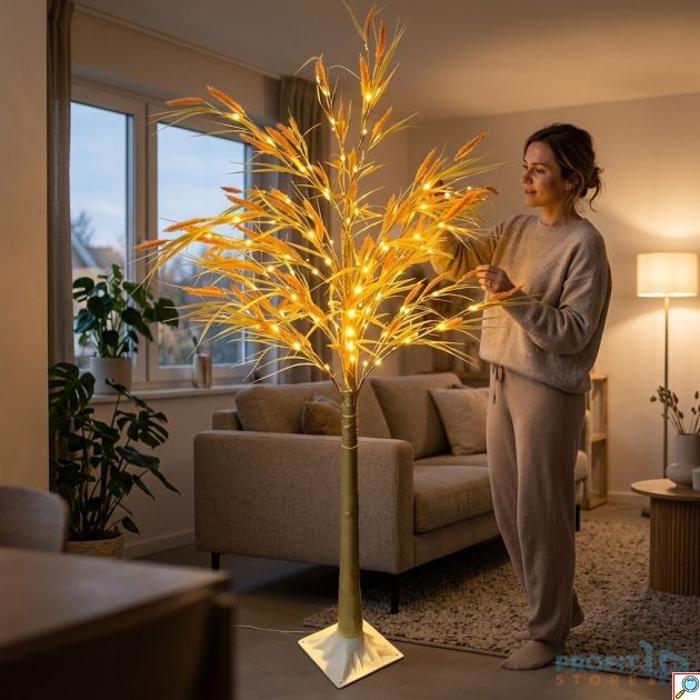 Διακοσμητικό Δέντρο LED 180cm - Στάχυα & Θερμό Λευκό Φως, Φωτιζόμενη Διακόσμηση
