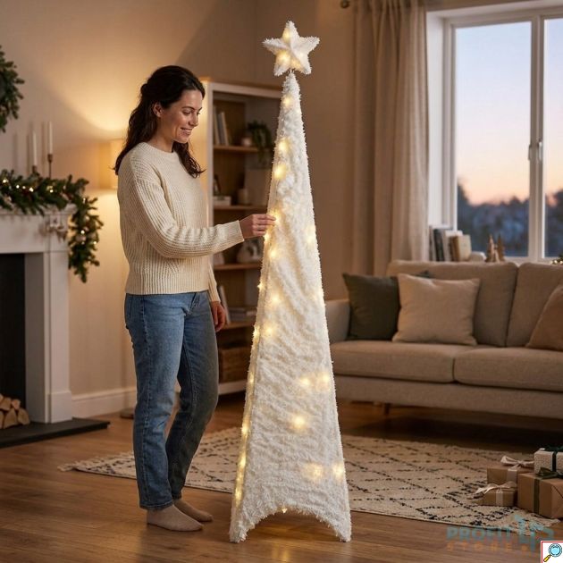 Χριστουγεννιάτικο Δέντρο LED - 188cm, Λευκή Χιονισμένη Όψη Και Αστέρι