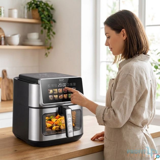 Φριτέζα Αέρος - 8L 1800W, Διπλή Αντίσταση & Touchscreen - Παράθυρο, 12 Προεπιλογές, Αφαιρούμενο Καλάθι