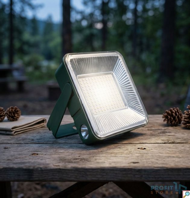 Ηλιακός Προβολέας LED 100W - Φορητός Φωτισμός για Κάμπινγκ, Ηλιακή Φόρτιση, 3600mAh, 8000K
