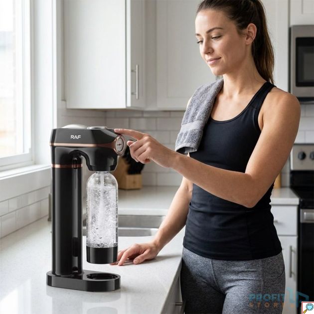 Soda Maker - Παρασκευή ανθρακούχου νερού 1L με One Click Boost - Μαύρο, 100% BPA Free, PET