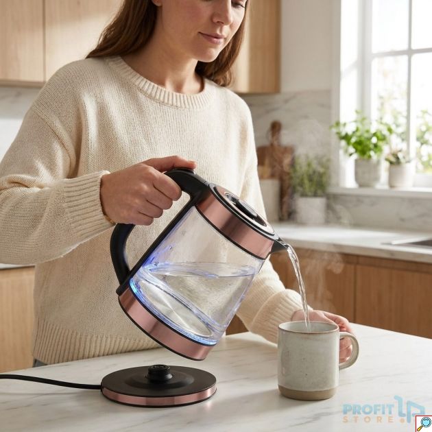 Ηλεκτρικός Βραστήρας - 2,2L 2000W, LED & Θερμοστάτης - Βάση 360° για γρήγορη θέρμανση νερού