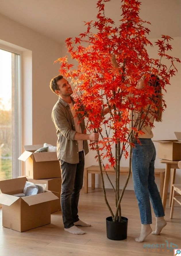 Τεχνητό Διακοσμητικό Δέντρο Σφενδάμου 250cm – Ζωντανά Φθινοπωρινά Χρώματα - Πορτοκαλί, Υψηλής Ποιότητας, Εσωτερική Διακόσμηση