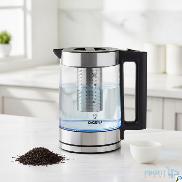 Γυάλινος Βραστήρας 1.8L - Φίλτρο Τσαγιού, LED Φωτισμός, 1500W Και Προστασία Από Υπερθέρμανση