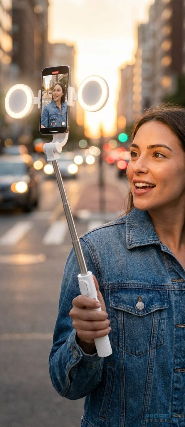 Ασύρματο Selfie Stick με Τρίποδο & Διπλό LED Φωτισμό - Ιδανικό για Content Creation, Live Streaming & Επαγγελματικές Λήψεις