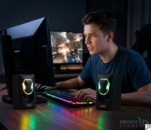 Ηχεία Υπολογιστή 6W - RGB LED Φωτισμός & Στερεοφωνικός Ήχος - USB & AUX 3.5mm για Gaming, Μουσική & Ταινίες