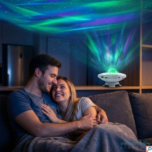 UFO Projector - Προβολέας Έναστρου Ουρανού & Northern Lights με Ηχείο - Ατμοσφαιρικός Φωτισμός LED, Τηλεχειριστήριο & Bluetooth