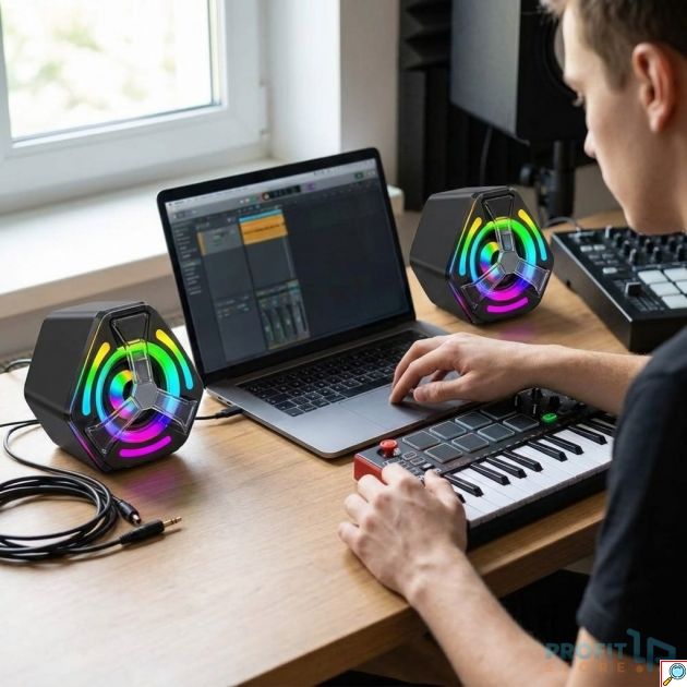 Ηχεία Υπολογιστή 6W - RGB Φωτισμός & 3.5mm AUX - Compact Στερεοφωνικός Ήχος για Gaming, PC & Laptop