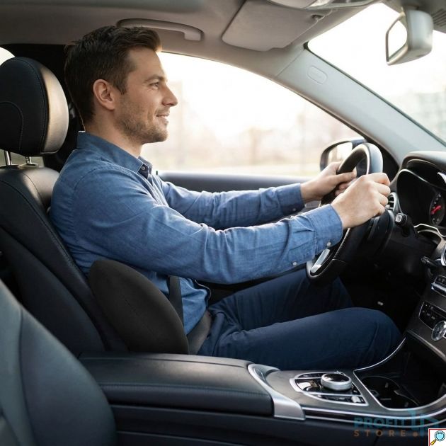 Εργονομικό Μαξιλάρι – Memory Foam για Αυτοκίνητο & Γραφείο - Άνετη Στήριξη Μέσης, Ανατομικός Σχεδιασμός, Μαύρο Χρώμα