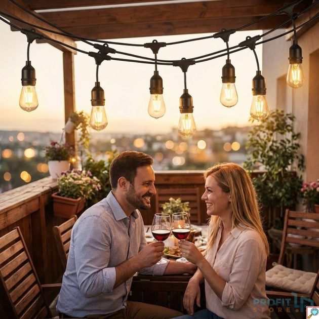 Γιρλάντα με 10 Λάμπες LED - Ατμοσφαιρικός Φωτισμός 220V IP65