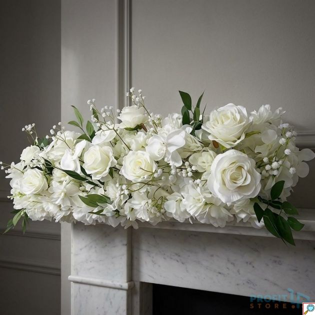 Τεχνητή Σύνθεση Λουλουδιών 100x30cm – Floral Διακόσμηση Γάμου & Εκδηλώσεων - Πλούσια Γιρλάντα για Τραπέζι, Τοίχο, Εσωτερικούς Χώρους