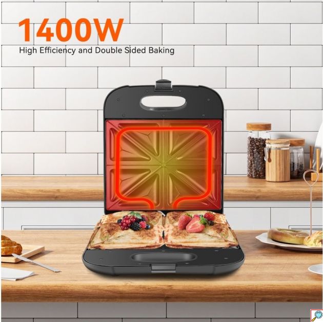 Τοστιέρα 4 Θέσεων 1400W – Για Γρήγορο Πρωινό για Όλη την Οικογένεια - Μεγάλες Αντικολλητικές Πλάκες, Εύκολο Καθάρισμα