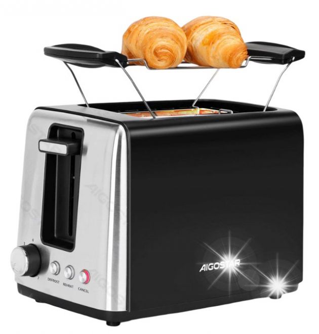 Φρυγανιέρα Aigostar 750W με 2 Θέσεις και 7 Επίπεδα Ψησίματος, Μαύρη Φρυγανιέρα Aigostar 750W με 2 Θέσεις και 7 Επίπεδα Ψησίματος, Μαύρη