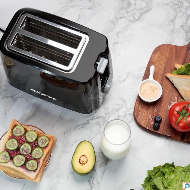Φρυγανιέρα– 750W, 2 θέσεις & 7 επίπεδα ψησίματος - Defrost, Reheat, Cancel, Μαύρο