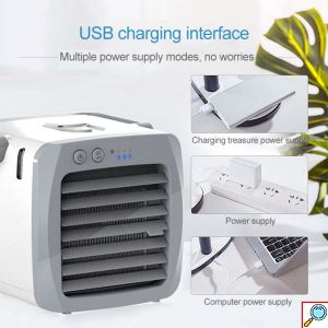 Μίνι Φορητό USB Air Cooler - Κλιματιστικό - Υγραντήρας με Τεχνολογία Εξάτμισης 3 σε 1 με 3 Ταχύτητες & Χειρολαβή