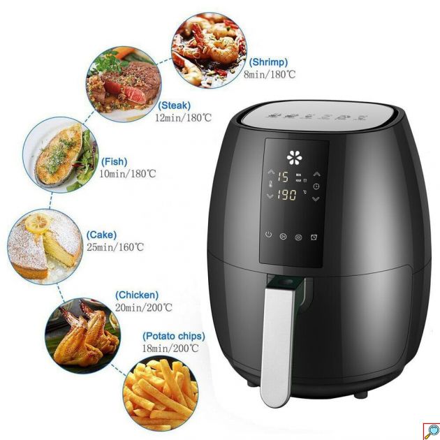 Air Fryer 5L 1400W - To Υγιεινό & Νόστιμο Τηγανητό - Ηλεκτρική Φριτέζα Αέρα με Ψηφιακό Πάνελ - Οθόνη Αφής - Andowl