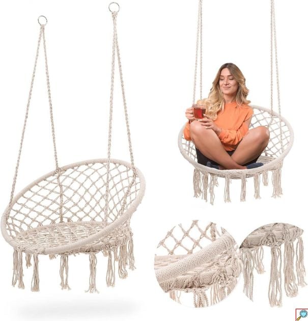 Αιώρα Κρεμαστή Πολυθρόνα Εως 110kg 80x60x145cm - Άσπρο 