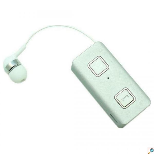 Επαναφορτιζόμενο HandsFree Ακουστικό Bluetooth Πέτου με Δόνηση & Ενσωματωμένο μικρόφωνο, Ανασυρόμενο Ακουστικό Clip Ασημί