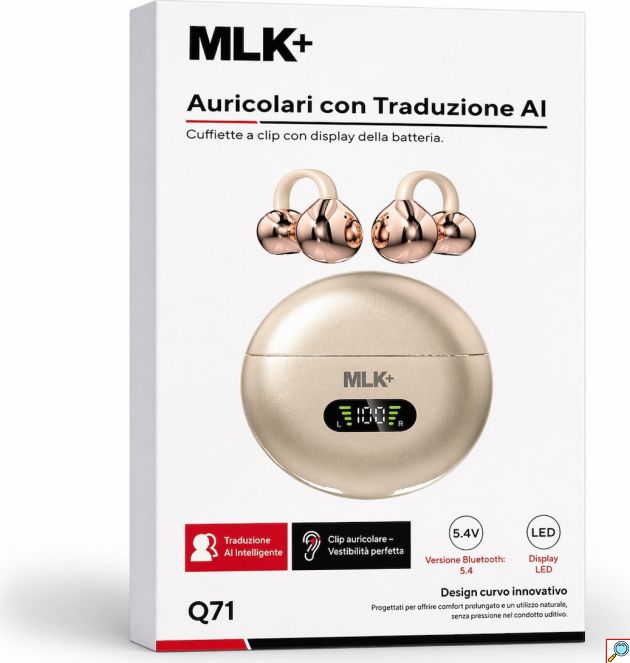 Ασύρματα Ακουστικά - Bluetooth 5.4 με AI Μετάφραση & LED Οθόνη - Ear-Clip Σχεδιασμός, Hi-Fi Ήχος, Ιδανικά για Ταξίδια