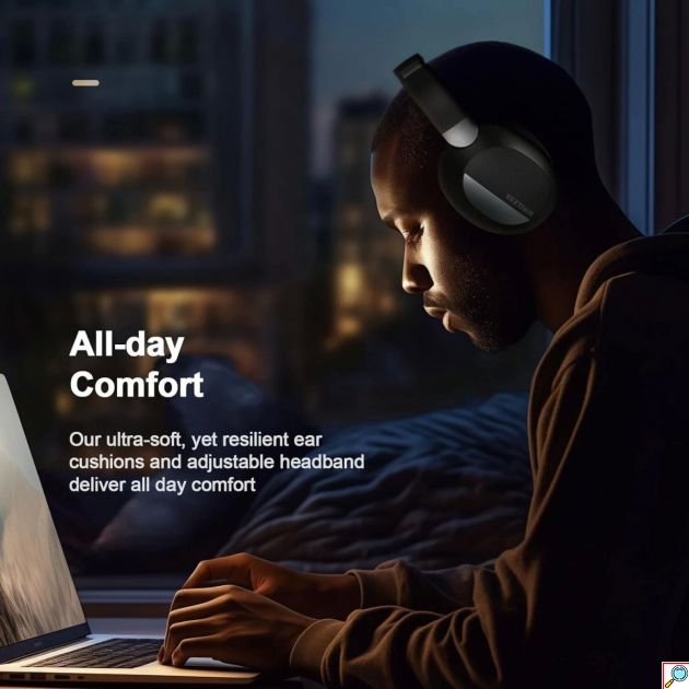 Ασύρματα Ακουστικά Bluetooth 5.4 – HiFi Ήχος & Extra Bass - Άνετα Over Ear Ακουστικά για Μουσική, Gaming & Τηλεργασία