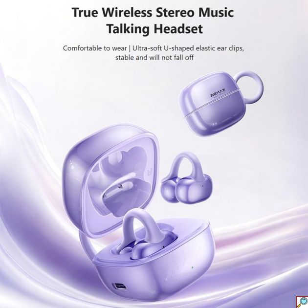 Ασύρματα Ακουστικά Remax OWS-22 Open Ear – Bluetooth 6.0 & ENC | Άνεση, Κρυστάλλινος Ήχος, Θήκη Φόρτισης, Μαύρο, Μωβ, Λευκό