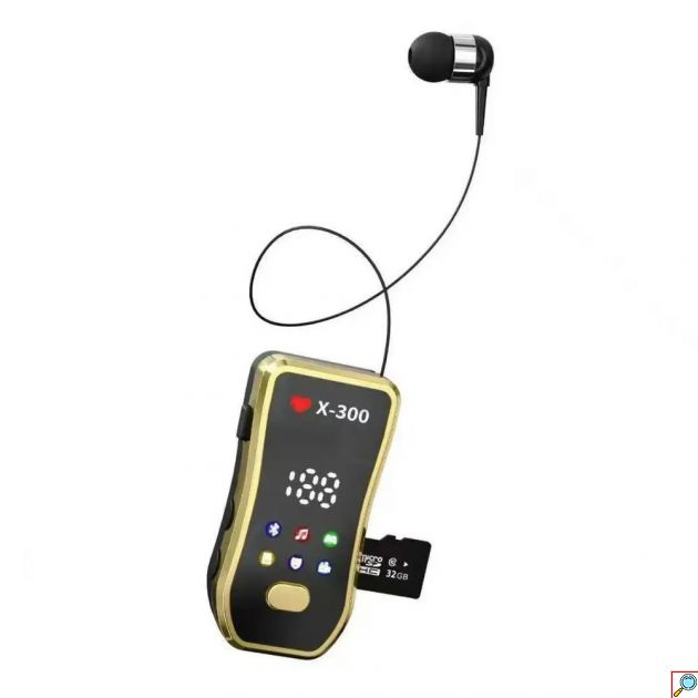 Ασύρματο Ακουστικό Bluetooth Clip-On – Hands-Free με Οθόνη LED & Υποδοχή TF Card - Ελαφρύ, Άνετο, Ιδανικό για Κλήσεις & Μουσική