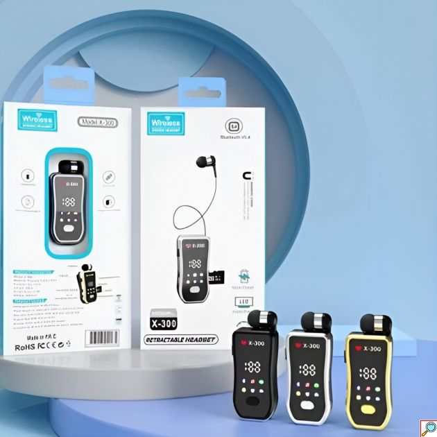 Ασύρματο Ακουστικό Bluetooth Clip-On – Hands-Free με Οθόνη LED & Υποδοχή TF Card - Ελαφρύ, Άνετο, Ιδανικό για Κλήσεις & Μουσική