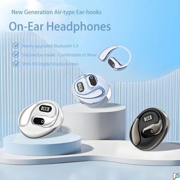 Ασύρματο Ακουστικό Bluetooth Open-Ear – Άνεση & 48 Ώρες Αυτονομία - Με Bluetooth 5.4, Θήκη Φόρτισης & LED Οθόνη