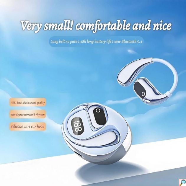 Ασύρματο Ακουστικό Bluetooth Open-Ear – Άνεση & 48 Ώρες Αυτονομία - Με Bluetooth 5.4, Θήκη Φόρτισης & LED Οθόνη