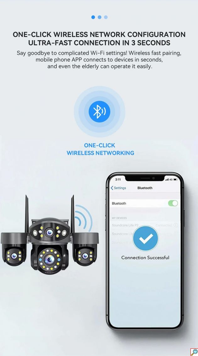 Andowl – Ασύρματη Κάμερα Ασφαλείας WiFi 4K Τριπλού Φακού με Νυχτερινή Όραση και AI Ανίχνευση