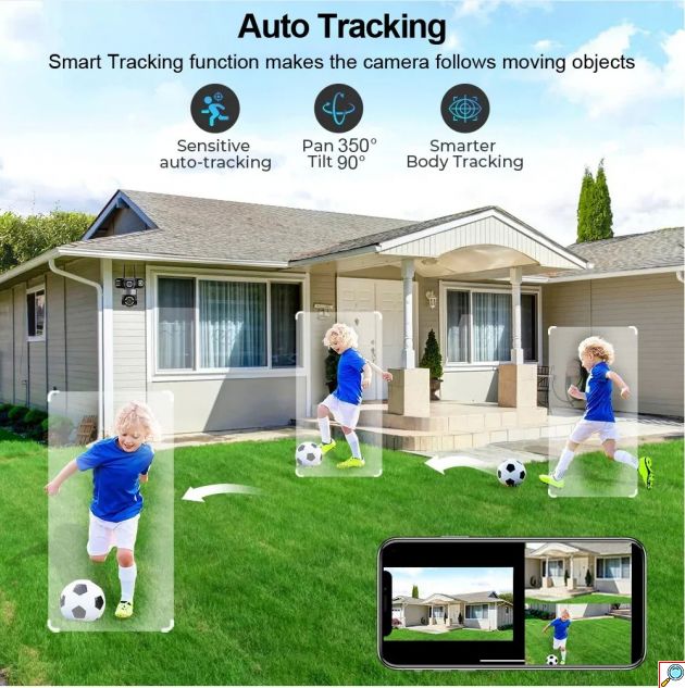 Andowl – Ασύρματη Κάμερα Ασφαλείας WiFi 4K Τριπλού Φακού με Νυχτερινή Όραση και AI Ανίχνευση
